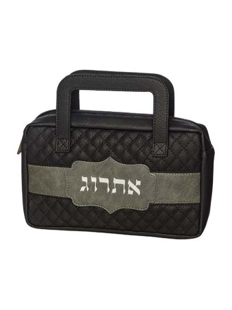 תיק מחזיק אתרוג מרופד דמוי עור שחור סגנון תיק | קופסת אתרוג
